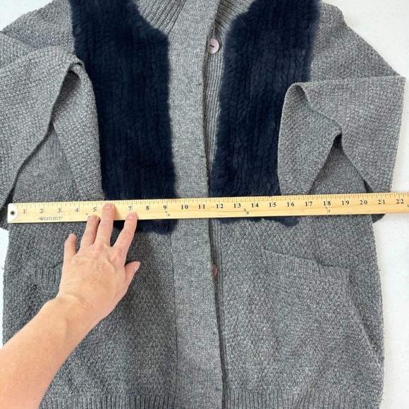 3.1 Phillip Lim Cape Sweater Women's Gray Merino Wool Fur Vented‎ 3/4 Sleeve - Picture 9 of 11